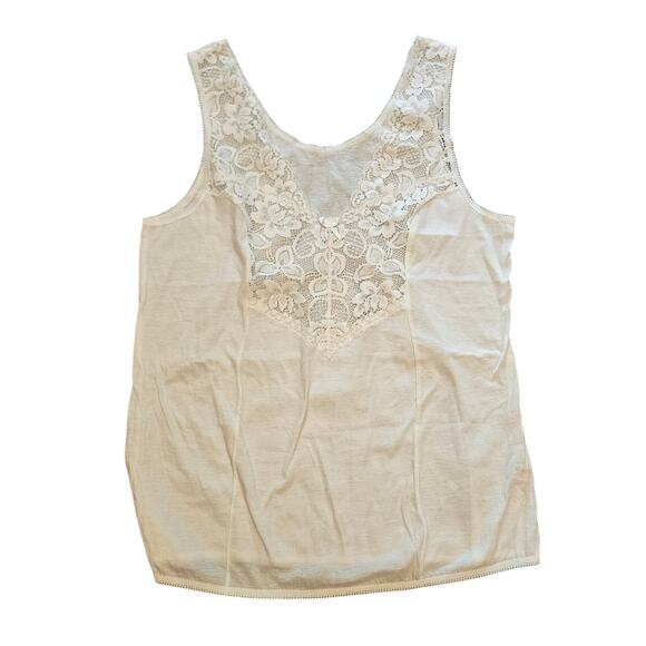 Vintage world polo haven't lace trim tank top undershirt cream large delicate - Picture 1 of 6
